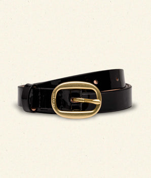 AVI SLIM BELT -- BLACK PATENT