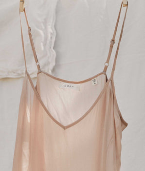 SHORT DEEP V-NECK SLIP -- CONCH