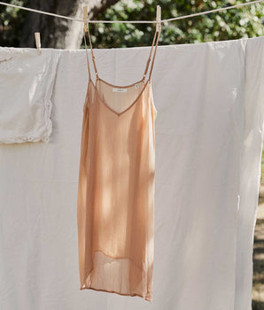 SHORT DEEP V-NECK SLIP -- SAND DOLLAR