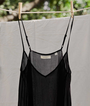 SHORT DEEP V-NECK SLIP -- BLACK