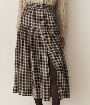 FABIENNE SKIRT -- NAVY COUNTRYSIDE PLAID