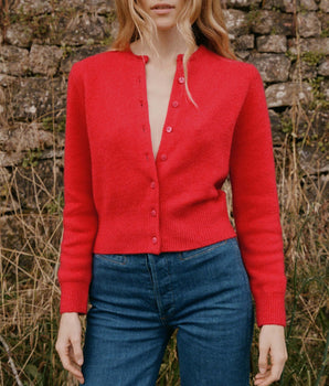 FAIRCHILD CASHMERE CARDIGAN -- TOMATO