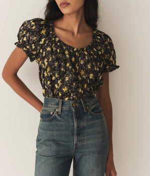 FREDERICA TOP -- NOIR WINDING BLOSSOMS