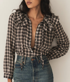 JOELLE TOP -- NAVY COUNTRYSIDE PLAID