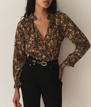 JUNA TOP -- NOIR NARCISSUS FLORAL