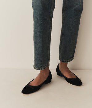 ODETTE BALLET FLAT -- BLACK VELVET